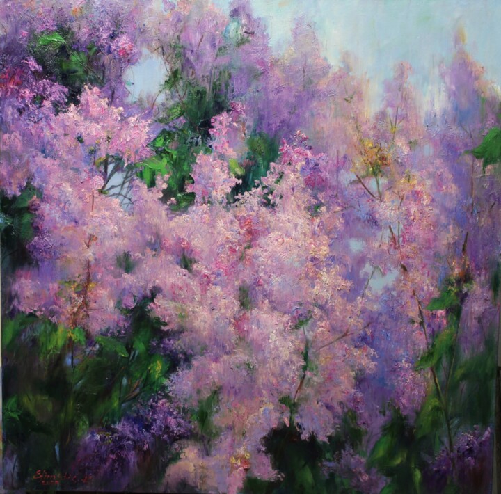 Painting titled "Lilac" by Konstantinos Efimidis, Original Artwork, Oil