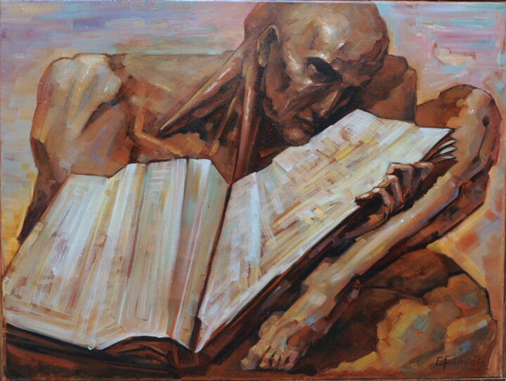 Painting titled "Thinker. Cognition." by Konstantinos Efimidis, Original Artwork, Oil