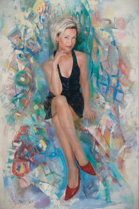 "Portrait of Irina" başlıklı Tablo Konstantinos Efimidis tarafından, Orijinal sanat, Petrol