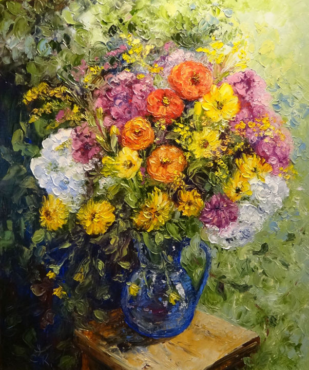 Painting titled "Садовый букет" by Svetlana Konstantinova, Original Artwork, Oil