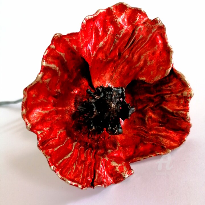 Sculpture titled "papaver red poppy" by Alexandra Konstantinovna, Original Artwork, Bronze