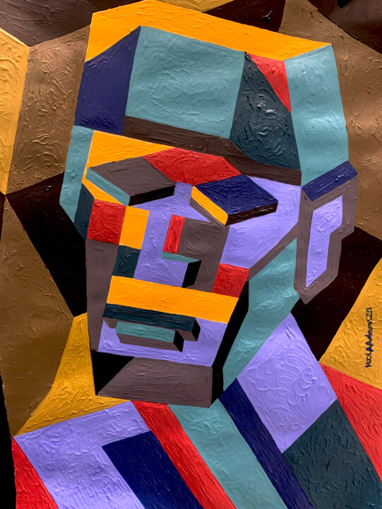 Painting titled "Abstracted Head" by Koola Adams, Original Artwork, Acrylic