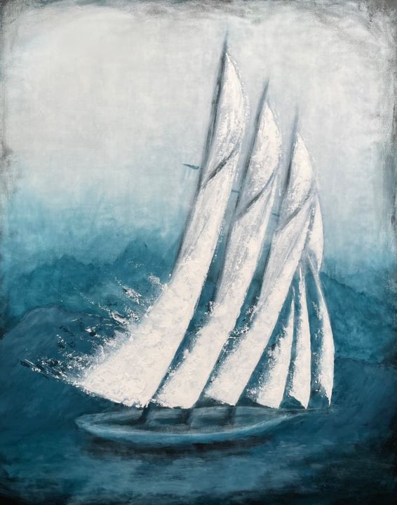 Painting titled "Adventure | Sailing…" by Koorosh Nejad, Original Art, Acrylic