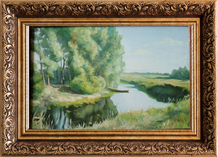 Painting titled "Hoper river" by Anna Korennova, Original Artwork, Oil