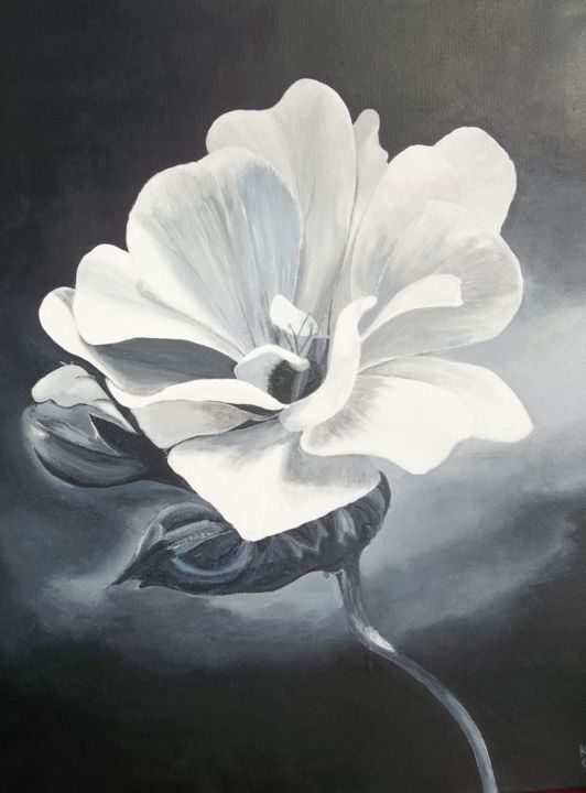 Painting titled "parce que les fleur…" by Korî, Original Artwork, Acrylic
