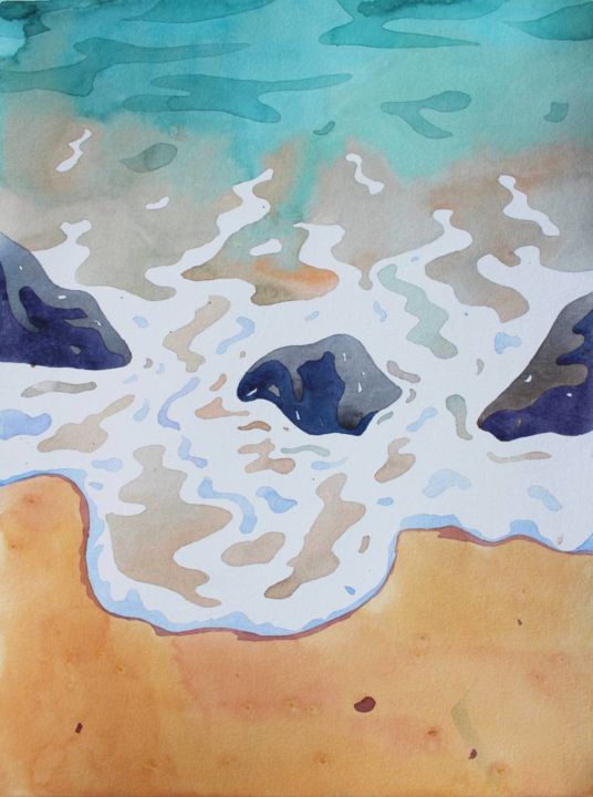 Painting titled "Mediterranean" by Mykola Kornilov, Original Art, Watercolor