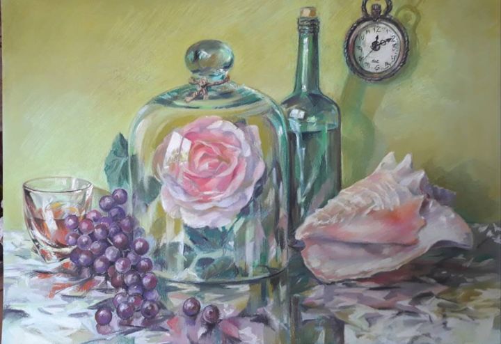 Картина под названием "Время пить шерри" - Елена Козлова, Подлинное произведение искусства, Пастель