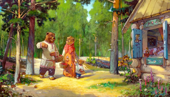 「"Три медведя"」というタイトルの絵画 Stanislav Martinovichによって, オリジナルのアートワーク, アクリル