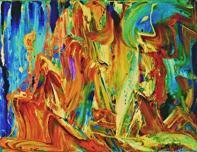 Pittura intitolato "Cascade" da Alain Rapin, Opera d'arte originale, Olio
