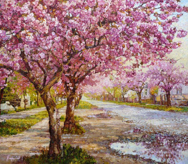 Картина под названием "Sakura" - Korovay Inna, Подлинное произведение искусства, Масло