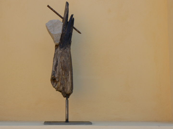 Sculpture titled "" INDIANO "" by Corrado Askerz - Korrad, Original Art, Wood