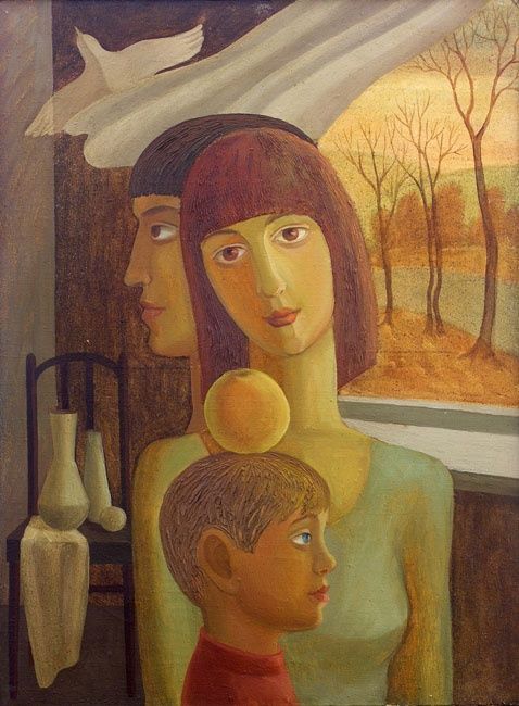 Картина под названием "Семья" - Galina Gataullina, Подлинное произведение искусства, Масло