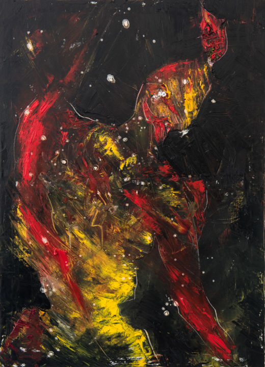 Malarstwo zatytułowany „Red Shadow VI: Mirr…” autorstwa Mihail Ivanov, Oryginalna praca, Olej