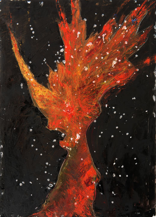 Painting titled "Red Shadow IX: Unic…" by Mihail Ivanov, Original Art, Oil Mounted on Stretcher frame