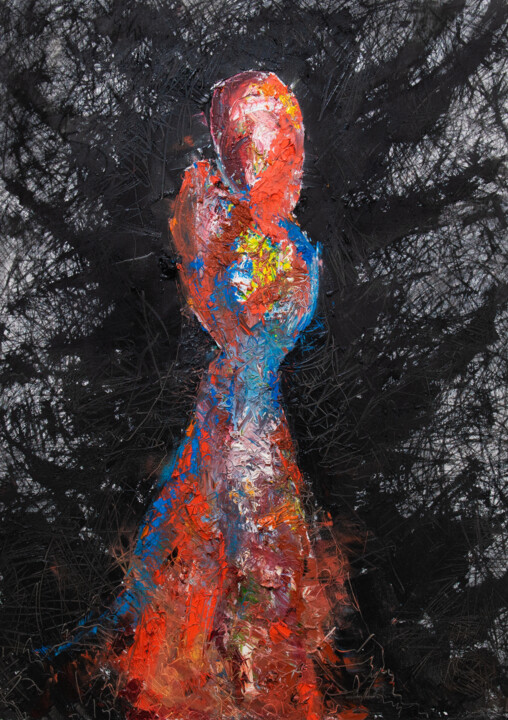 Pittura intitolato "Red Shadow XIV: Ner…" da Mihail Ivanov, Opera d'arte originale, Olio