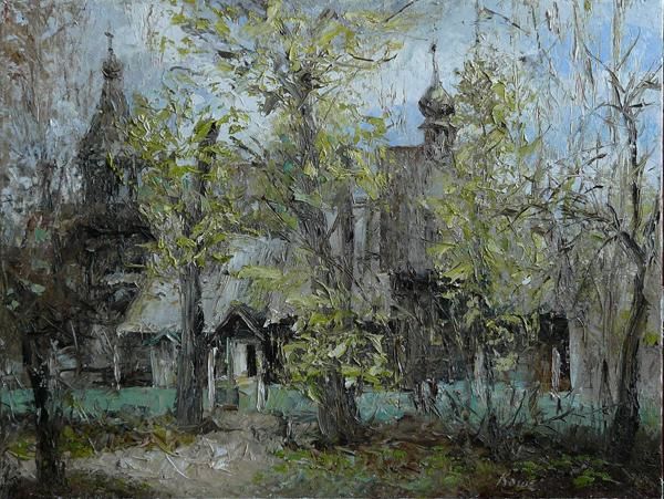 「Успенская церковь」というタイトルの絵画 Роман Кошелевによって, オリジナルのアートワーク, オイル