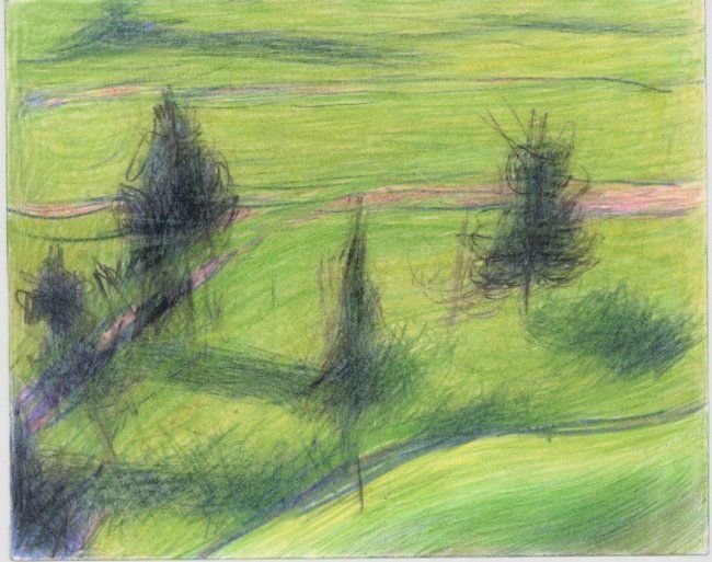 Drawing titled "Kalemegdan landscape" by Petar Kosic, Original Art, Other