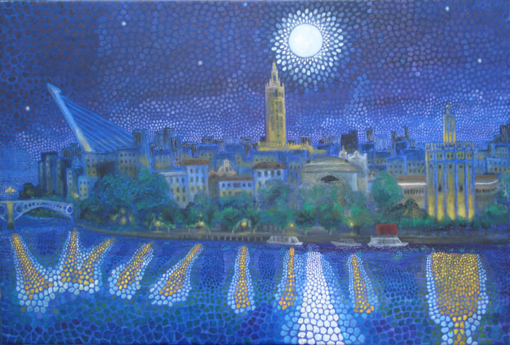 Pintura titulada "noche sevilla" por Kosp Bd, Obra de arte original, Oleo
