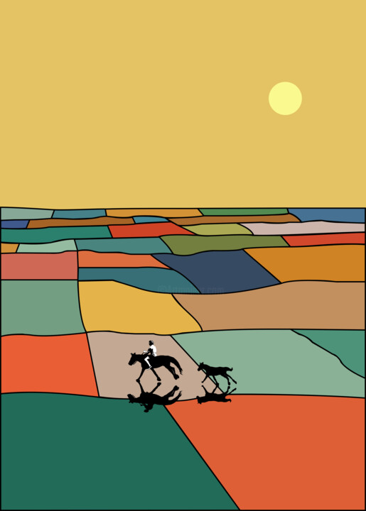 Painting titled "Patchwork fields" by Kosta Morr, Original Artwork, Acrylic Mounted on Wood Stretcher frame