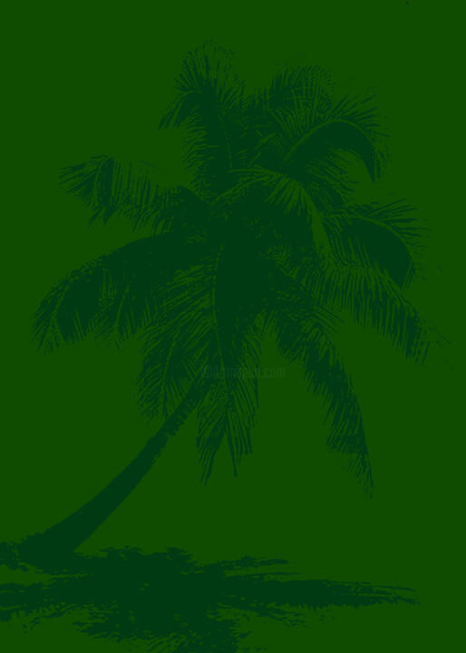 Malarstwo zatytułowany „Palm tree_3” autorstwa Kosta Morr, Oryginalna praca, Akryl Zamontowany na Drewniana rama noszy