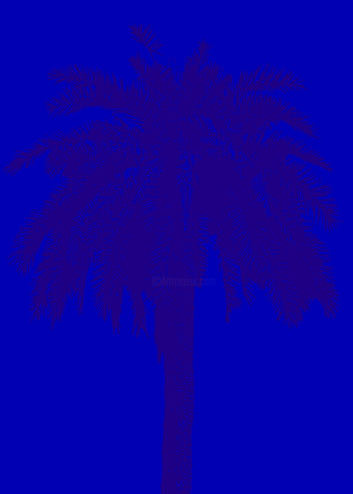Malarstwo zatytułowany „Palm tree_2” autorstwa Kosta Morr, Oryginalna praca, Akryl Zamontowany na Drewniana rama noszy