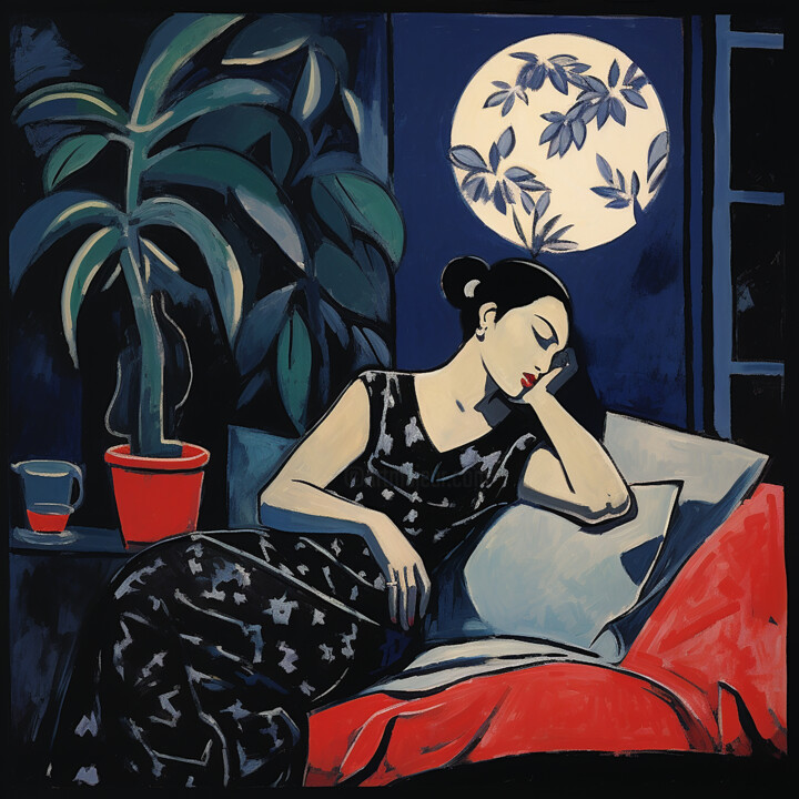 Peinture intitulée "435 Full moon dream" par Kosta Morr, Œuvre d'art originale, Acrylique Monté sur Châssis en bois