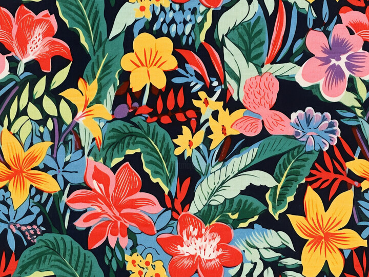 Malarstwo zatytułowany „Floral abstract IV” autorstwa Kosta Morr, Oryginalna praca, Akryl Zamontowany na Drewniana rama noszy