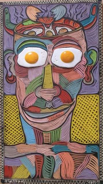 Pintura titulada "cabeza de Huevo Fri…" por Kardo Kosta, Obra de arte original, Oleo