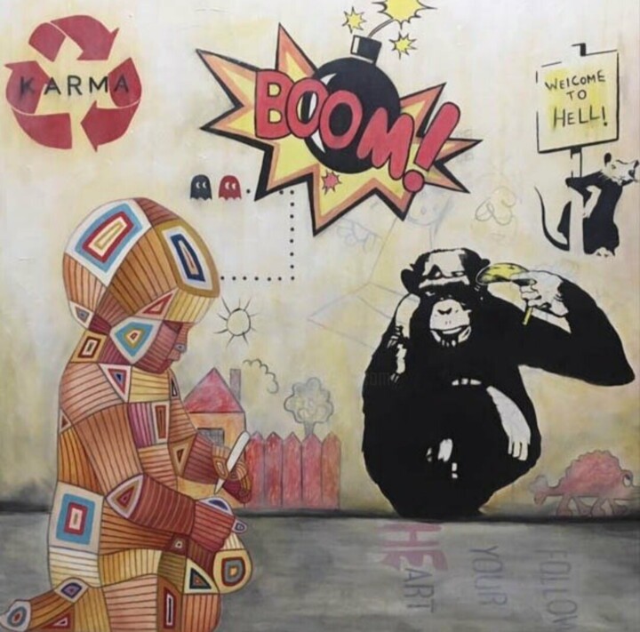Schilderij getiteld "Story" door Don Kosta, Origineel Kunstwerk, Acryl