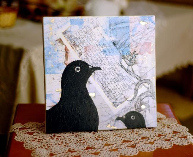 Коллажи под названием "BLACK BIRDS - MIXED…" - Artistico, Подлинное произведение искусства