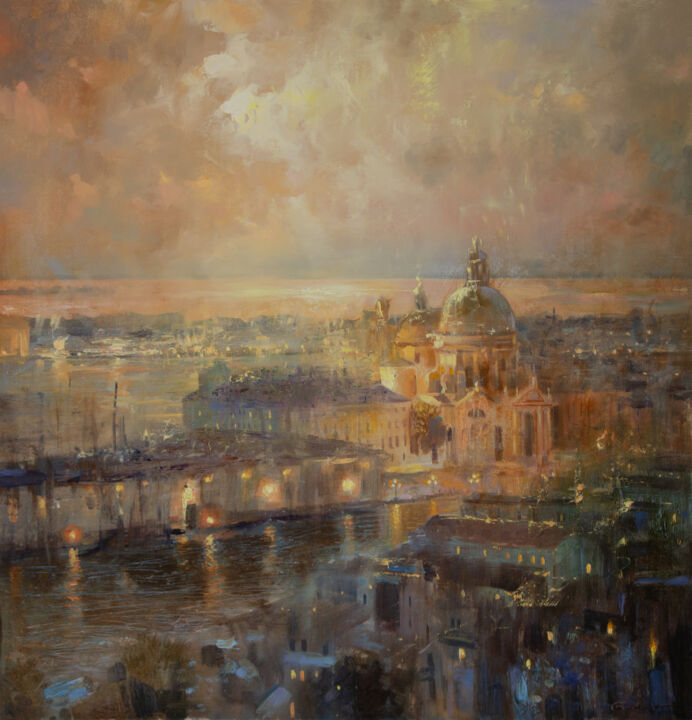 Painting titled "Shining light" by Kostiantyn Hudaiev, Original Artwork, Oil