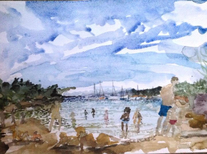 Painting titled "après midi à la pla…" by Kote Kote, Original Art,
