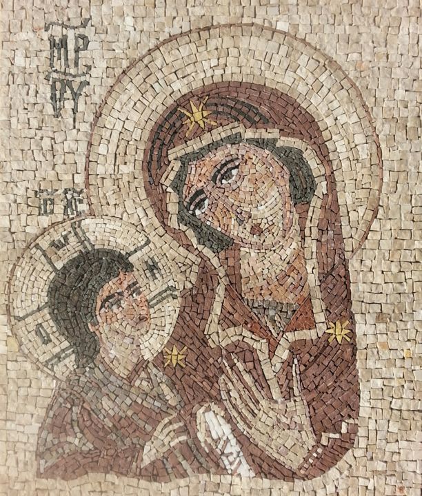 Картина под названием "Mosaic icon of the…" - Tobacco, Подлинное произведение искусства