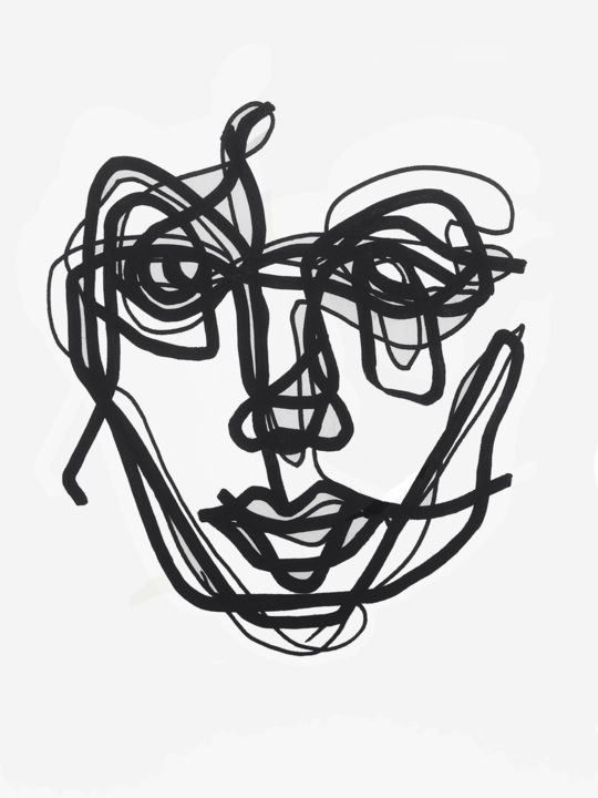 Dibujo titulada "She" por Kotryna Gasiūnaitė, Obra de arte original, Rotulador