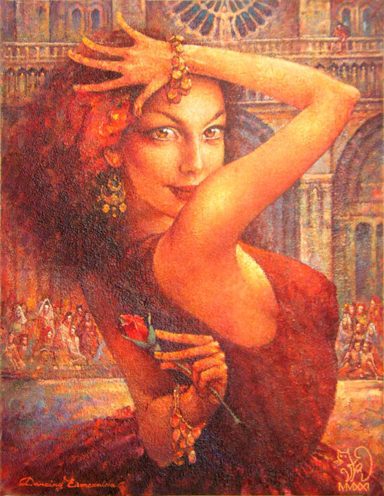 Painting titled "Esmeralda Dance_2021" by Kot Valeriy, Original Art, Oil