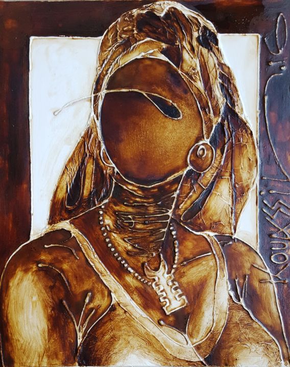 Peinture intitulée "La battante" par Ludovic Kouassi, Œuvre d'art originale,