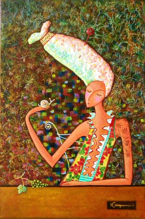 Painting titled "Escargot" by Elena  Koupaliantz, Original Artwork, Acrylic