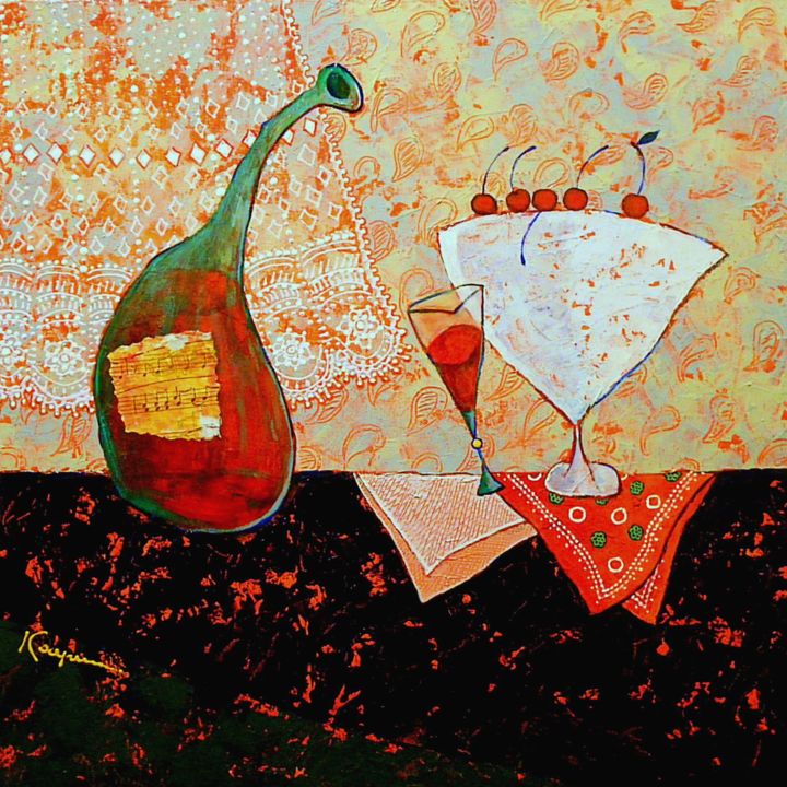Schilderij getiteld "Cherry Brandy" door Elena  Koupaliantz, Origineel Kunstwerk, Acryl