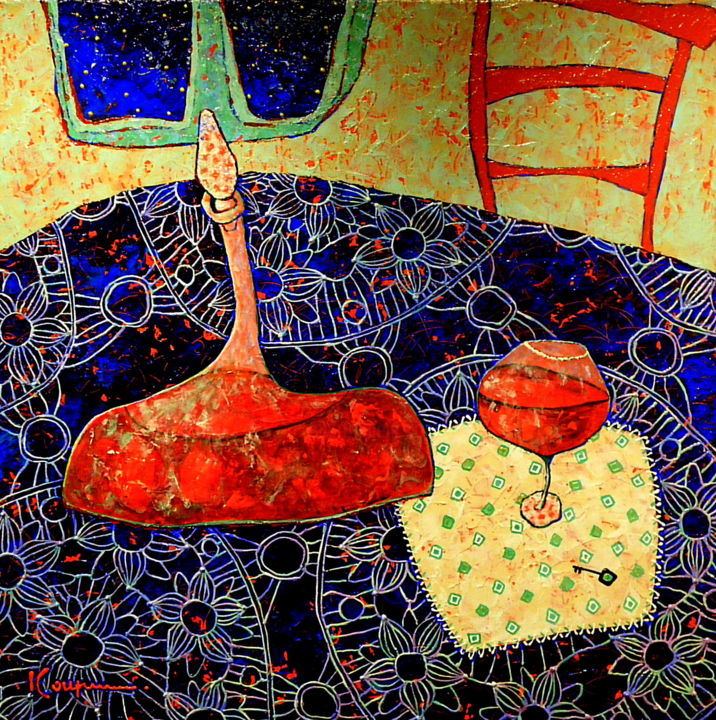 Painting titled "Un soir en solitaire" by Elena  Koupaliantz, Original Artwork, Acrylic
