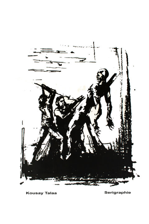 Printmaking titled "Angels falling (hum…" by Kousay Talaa, Original Artwork, Other