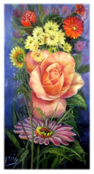 Peinture intitulée "Bouquet.peinture_su…" par Abdesslem Elkoussi, Œuvre d'art originale, Huile