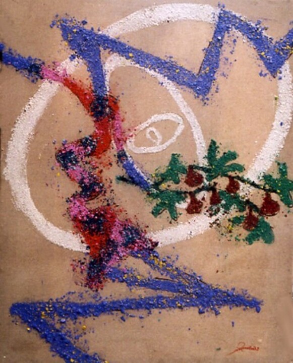Ζωγραφική με τίτλο "Figues" από Koutsandréou Georges, Αυθεντικά έργα τέχνης, Ακρυλικό