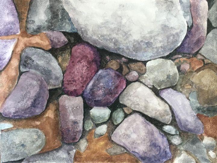 River Rocks, Painting by Maria Koutsoumpou