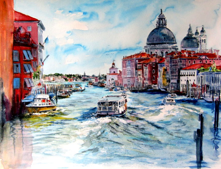 Peinture intitulée "Venice" par Anna Brigitta Kovacs (KAB), Œuvre d'art originale, Aquarelle