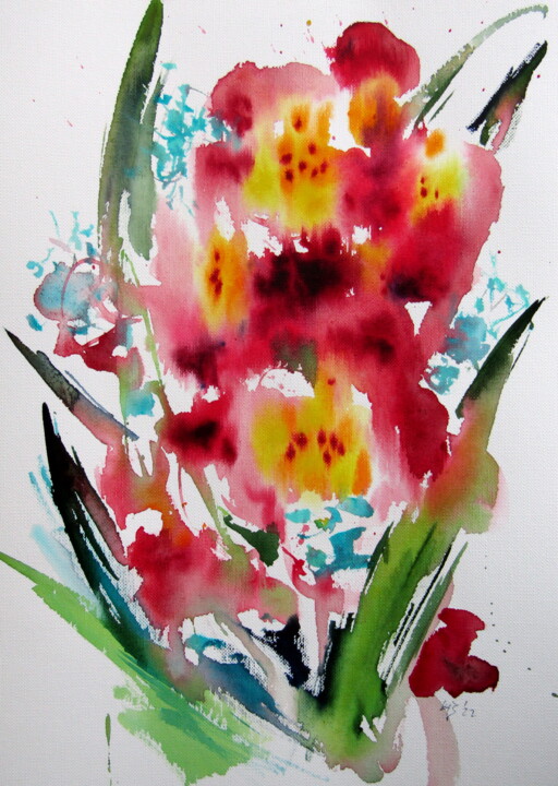 Ζωγραφική με τίτλο "Some wildflowers V" από Anna Brigitta Kovacs (KAB), Αυθεντικά έργα τέχνης, Ακουαρέλα