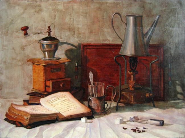 Painting titled "Old things" by Oigan, Original Artwork, Oil
