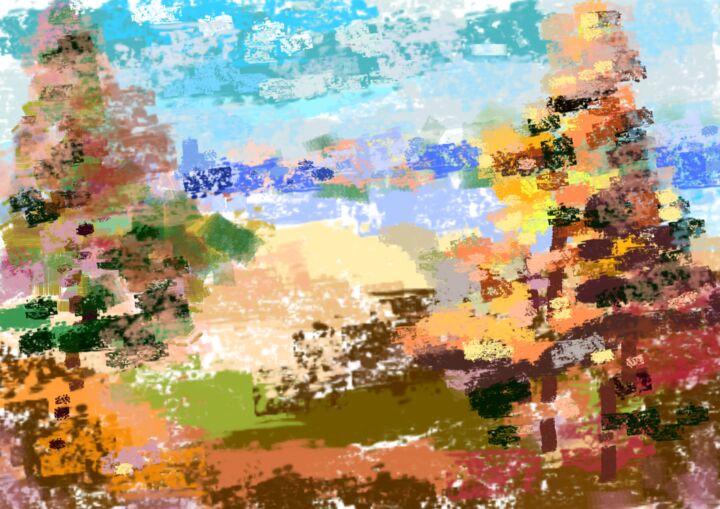 Цифровое искусство под названием "Autumn colorful abs…" - Kovalen, Подлинное произведение искусства, Цифровая живопись