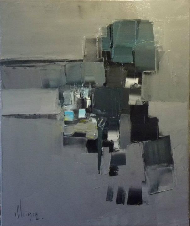 Peinture intitulée "LA VILLE GRISE" par Dom Kovi, Œuvre d'art originale, Huile
