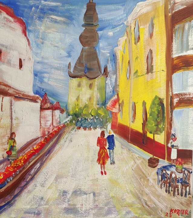 Картина под названием "Lviv Ukraine" - Kozar, Подлинное произведение искусства, Масло Установлен на Деревянная рама для носи…