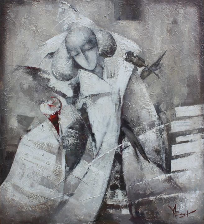 Painting titled "Melodiya of one note" by Valentina Koziar, Original Artwork, Oil Mounted on Wood Stretcher frame